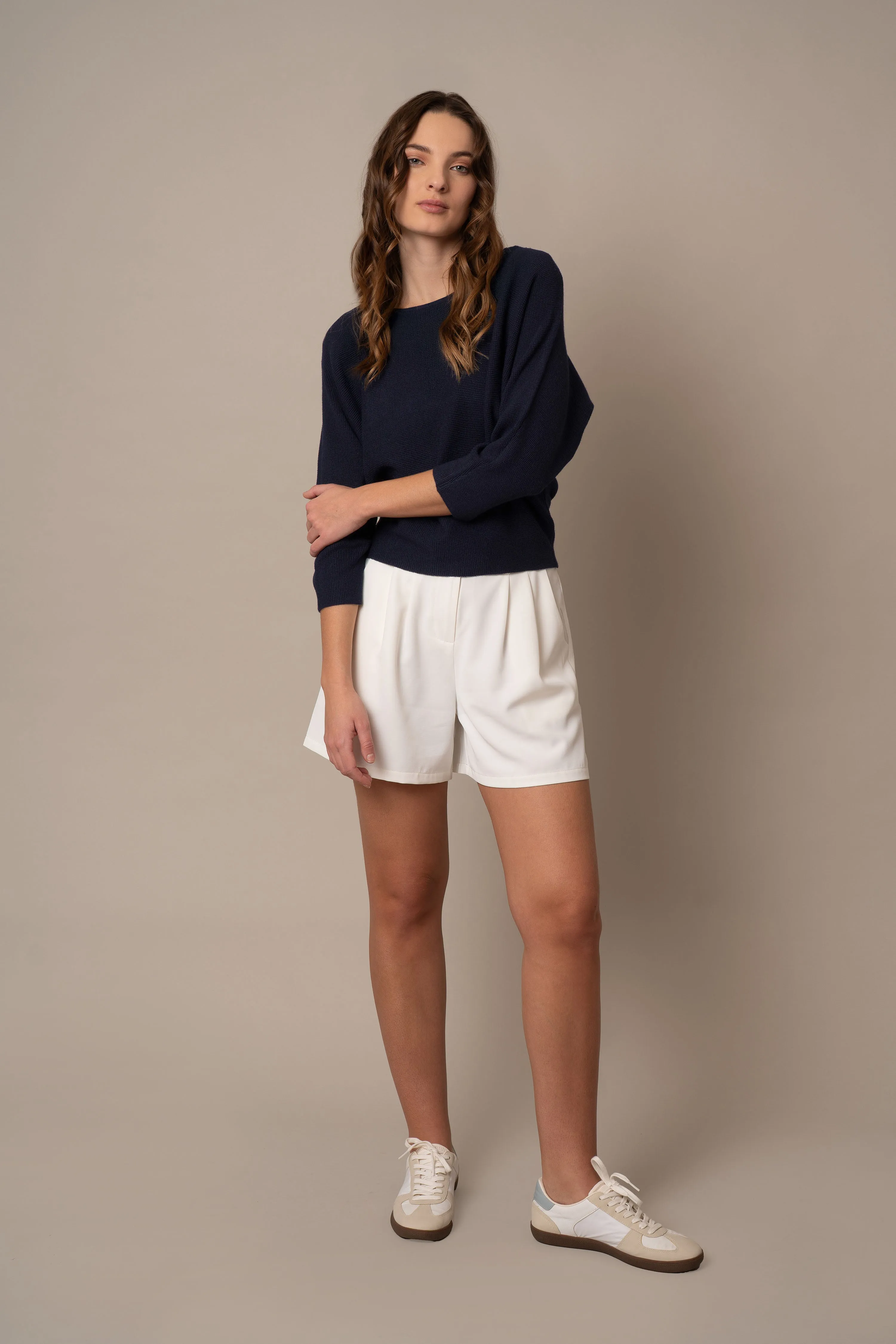 3/4 Sleeve Boat Neck Pullover oversized feel