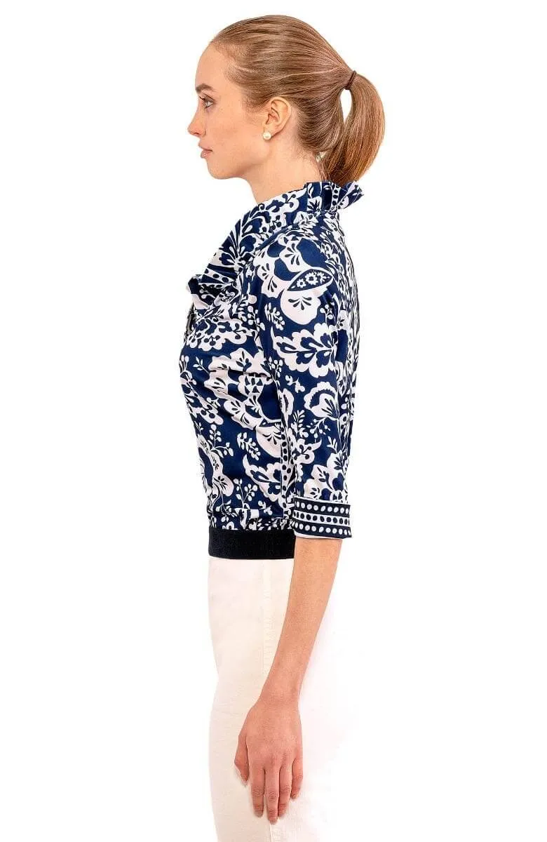 3/4 Sleeve Ruffneck Top - Flora confidence boost