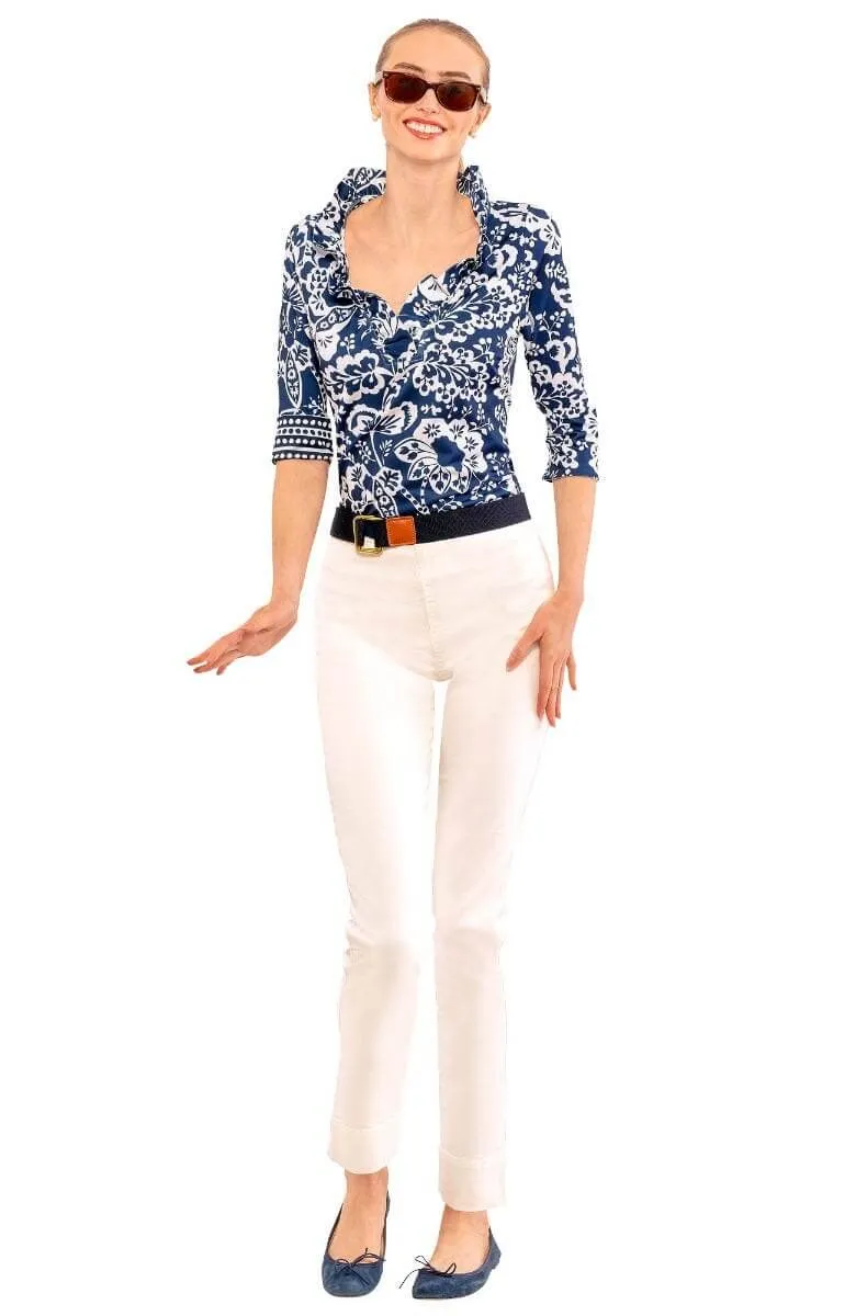 3/4 Sleeve Ruffneck Top - Flora confidence boost