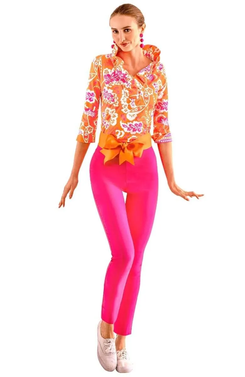 3/4 Sleeve Ruffneck Top - Flora confidence boost