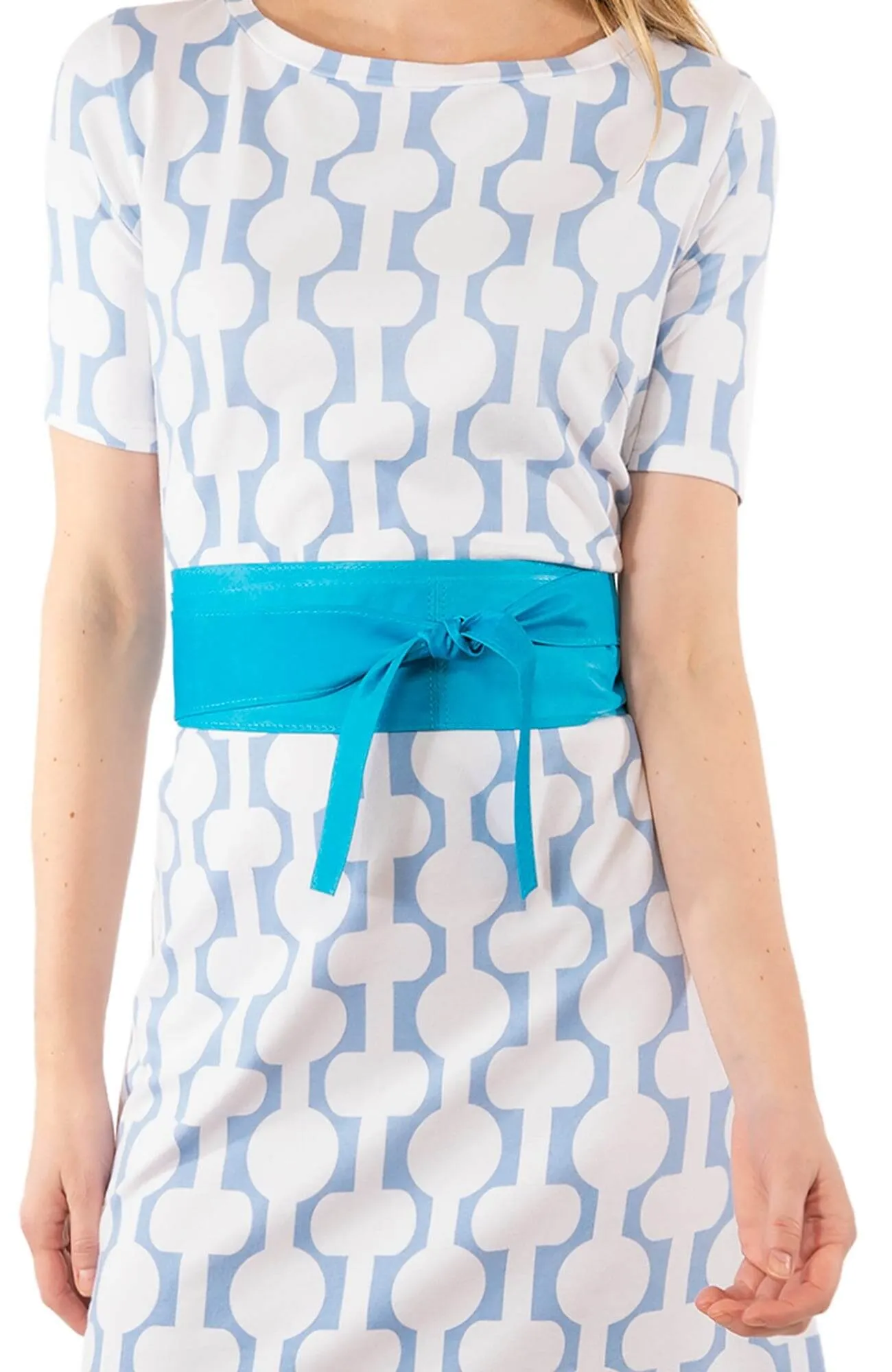 Adjustable Obi Leather Wrap Around Belt detail focus