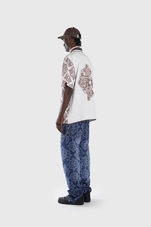 Baroque Pattern Oversized Shirt slimming design