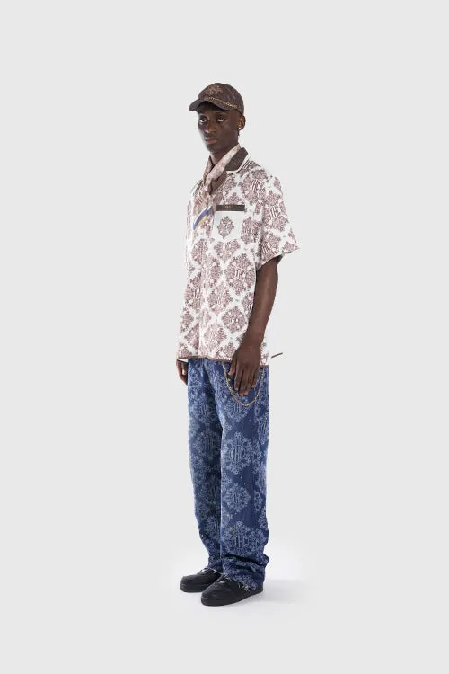 Baroque Pattern Oversized Shirt slimming design