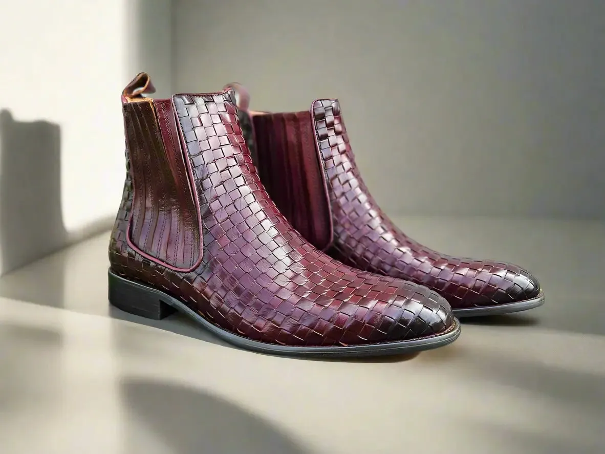 Basket Weave Leather Chelsea Boot bold soul