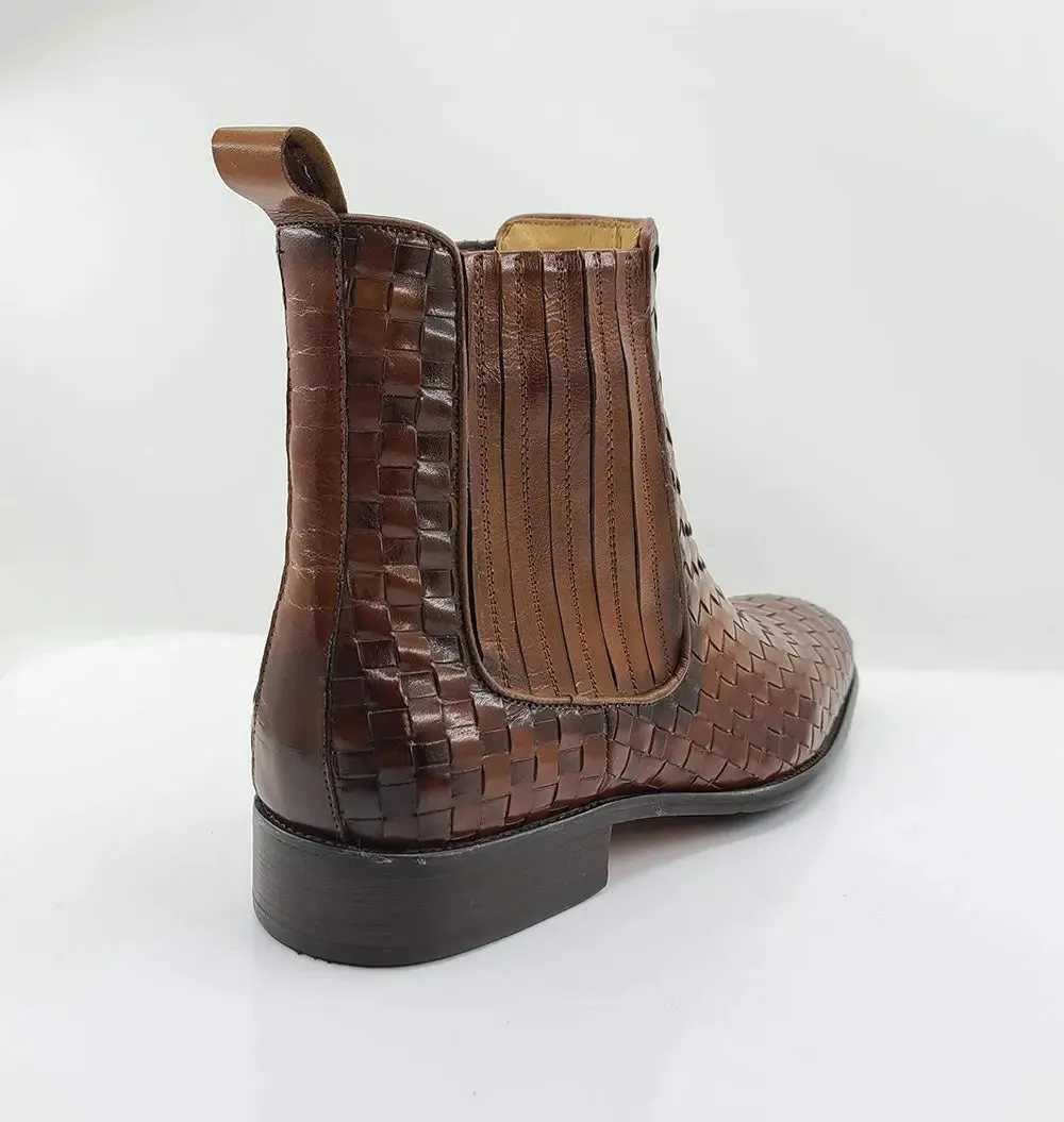 Basket Weave Leather Chelsea Boot bold soul