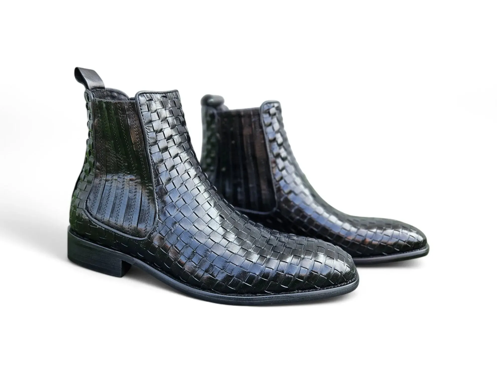 Basket Weave Leather Chelsea Boot bold soul