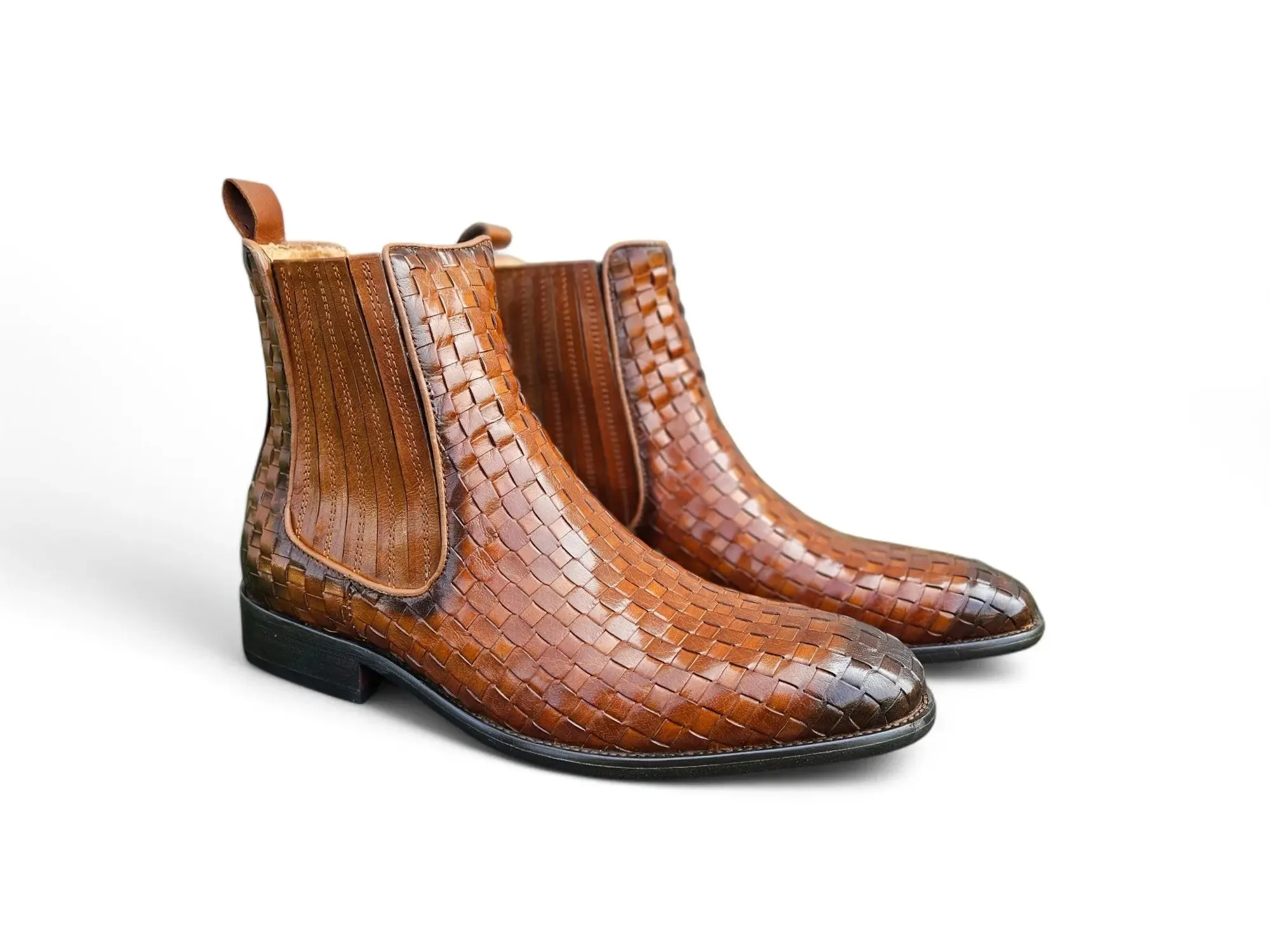 Basket Weave Leather Chelsea Boot bold soul