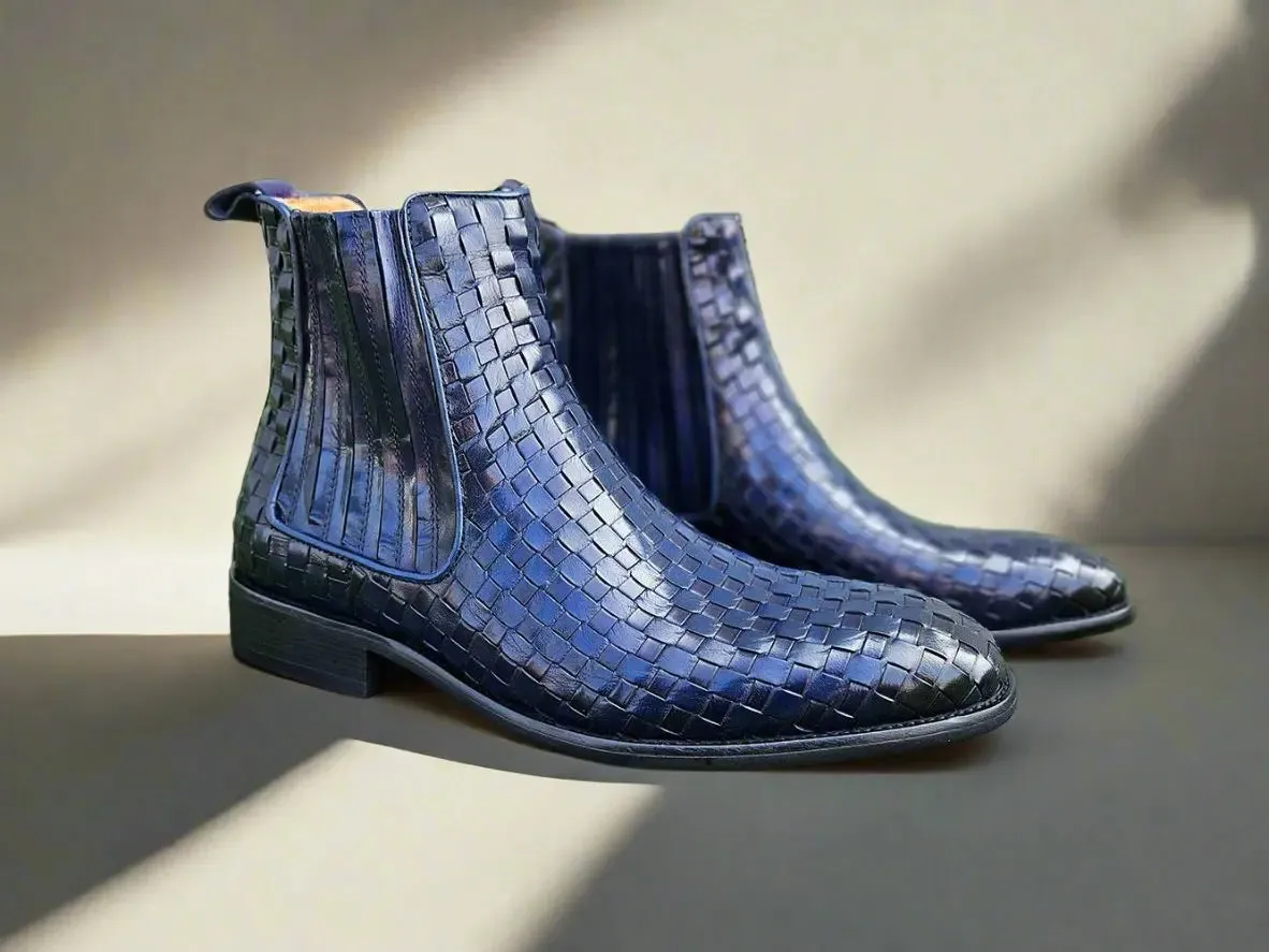 Basket Weave Leather Chelsea Boot bold soul