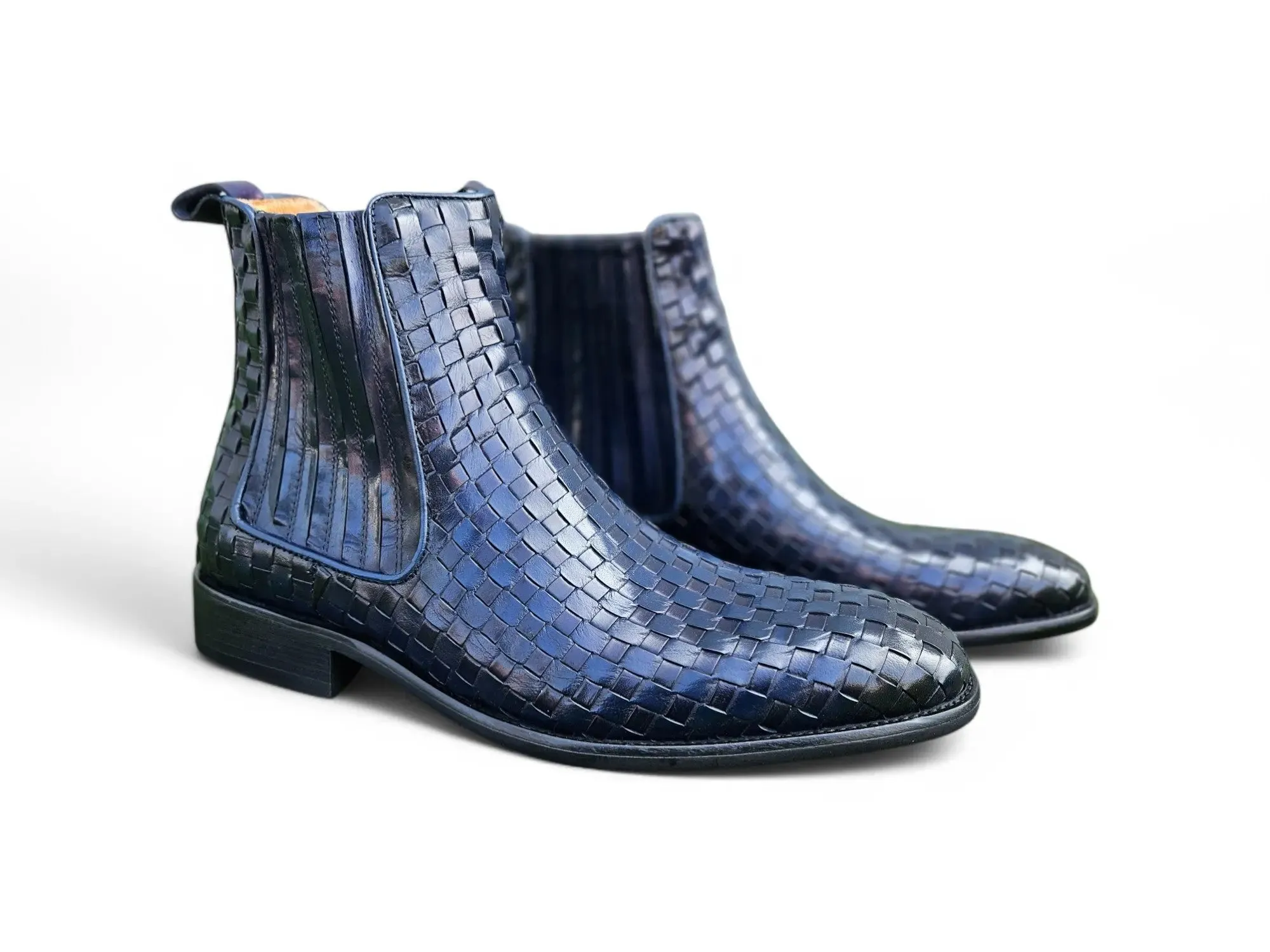 Basket Weave Leather Chelsea Boot bold soul