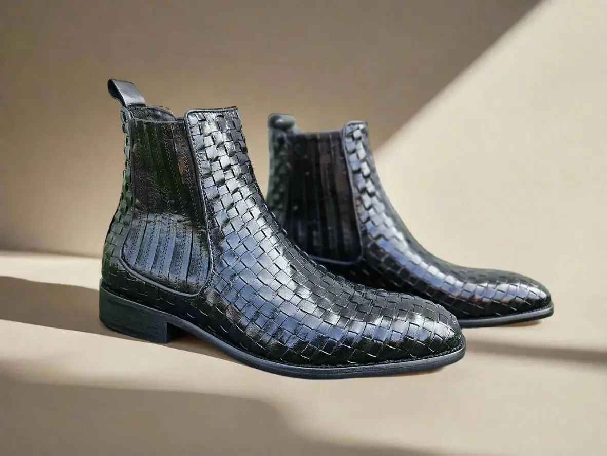 Basket Weave Leather Chelsea Boot bold soul