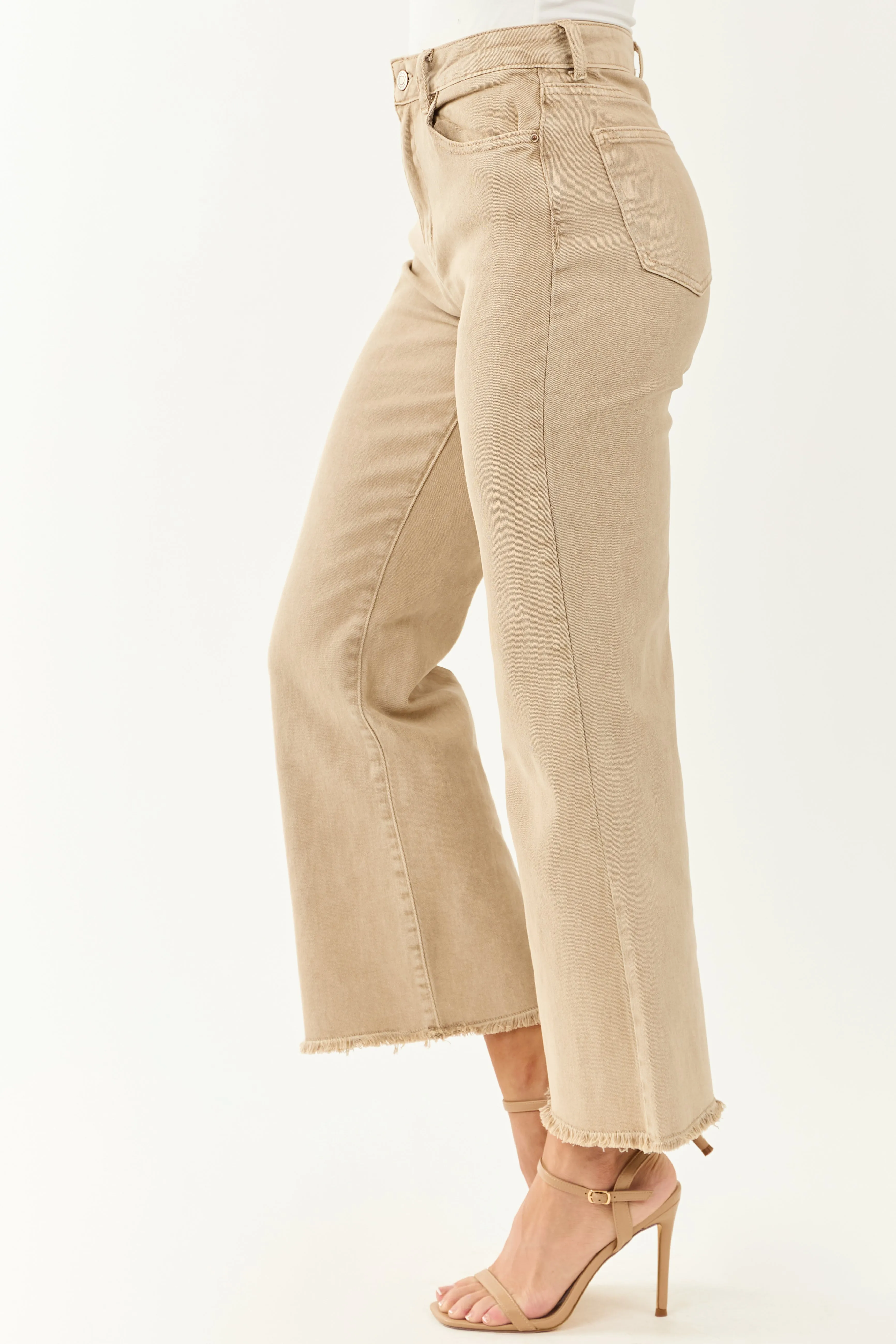 Beige Stretchy Acid Wash Bootcut Jeans confident look