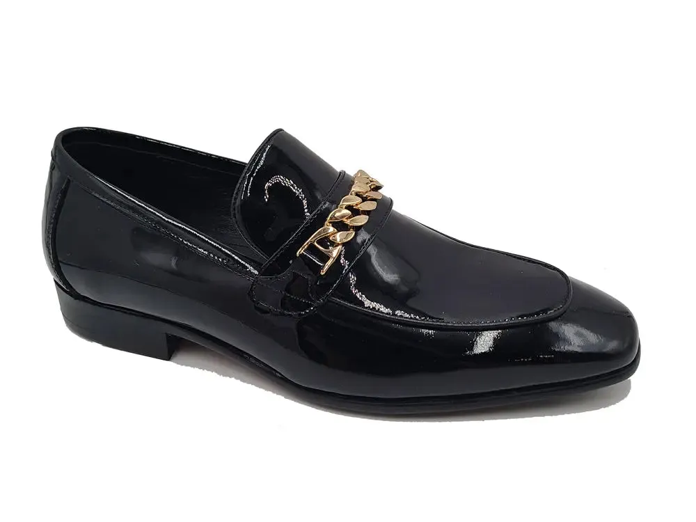 Beveled Squared Toe Patent Leather Loafer cozy motion