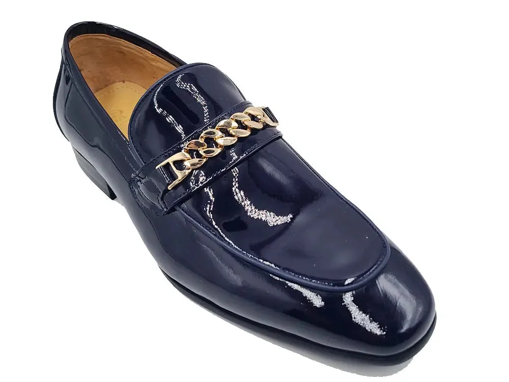 Beveled Squared Toe Patent Leather Loafer cozy motion