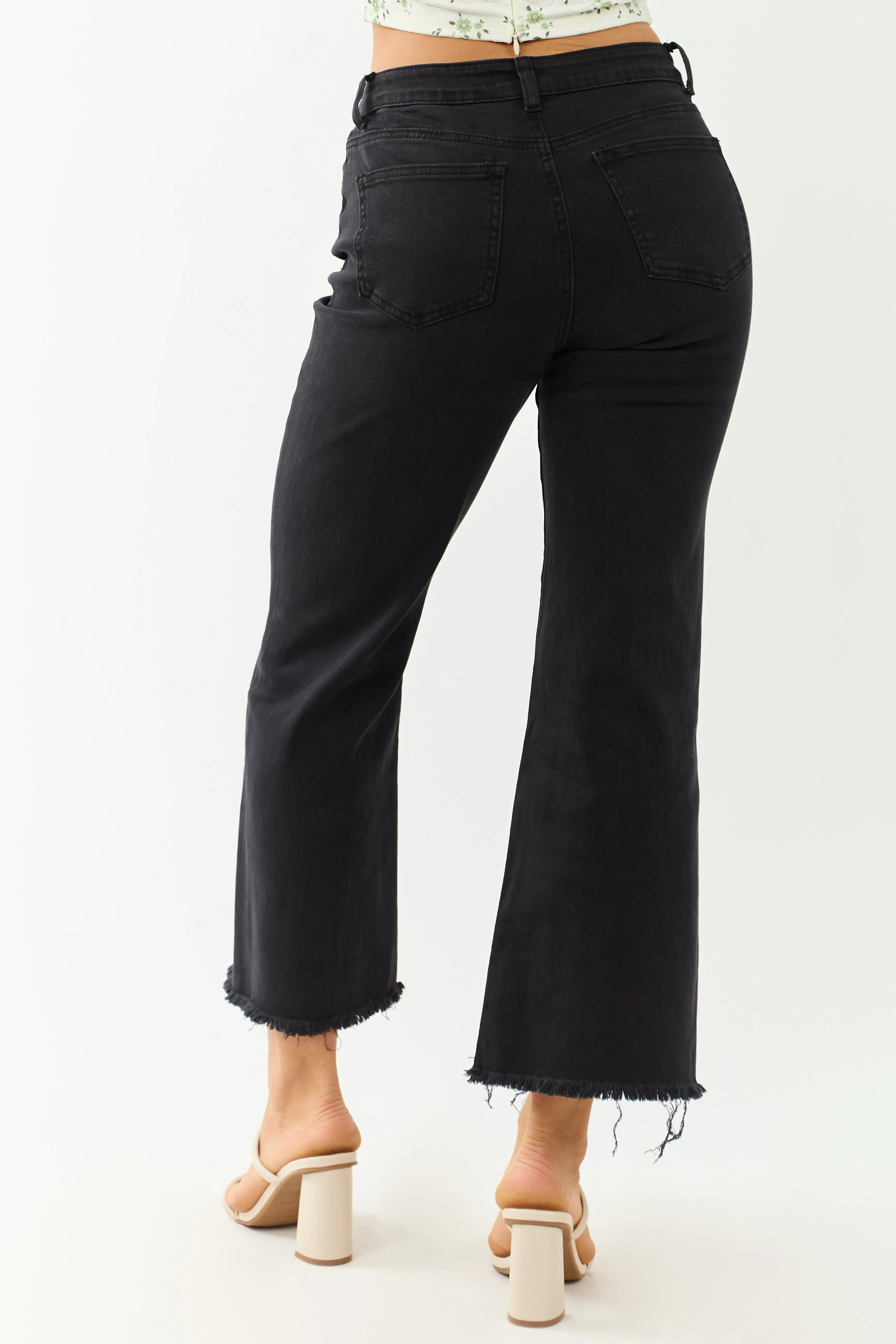 Black Stretchy Acid Wash Bootcut Jeans warm cool