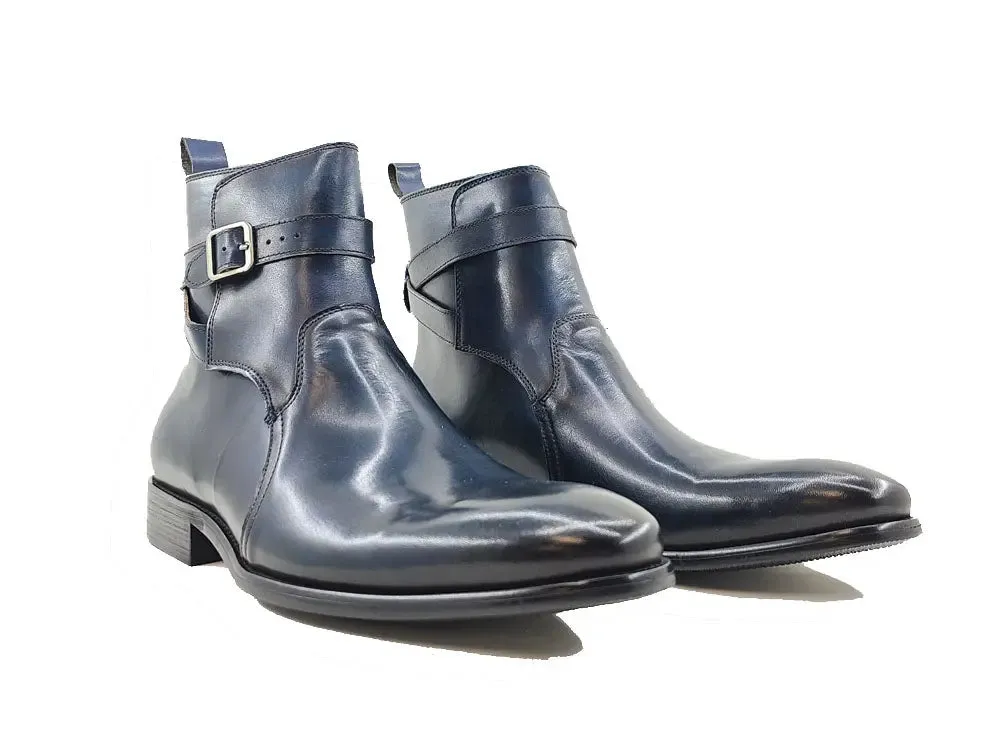 Buckle Leather Strap Boots comfy move