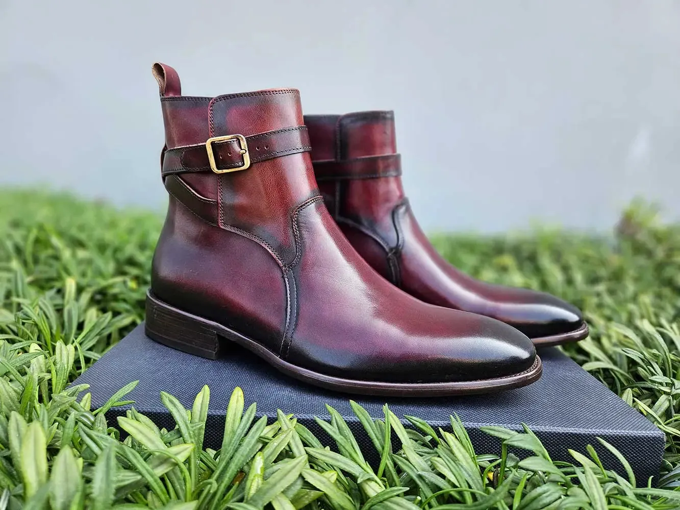 Buckle Leather Strap Boots comfy move
