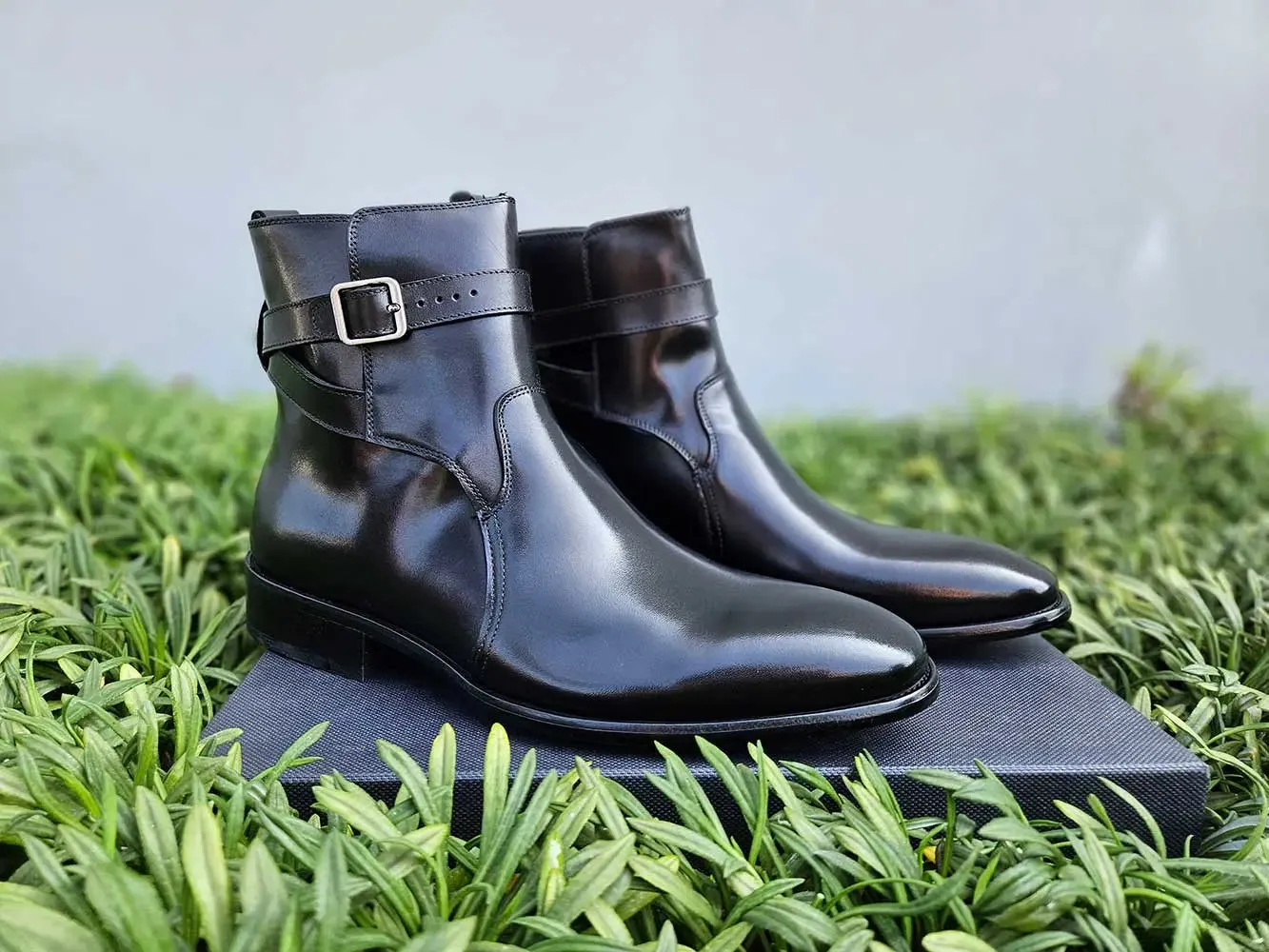 Buckle Leather Strap Boots comfy move
