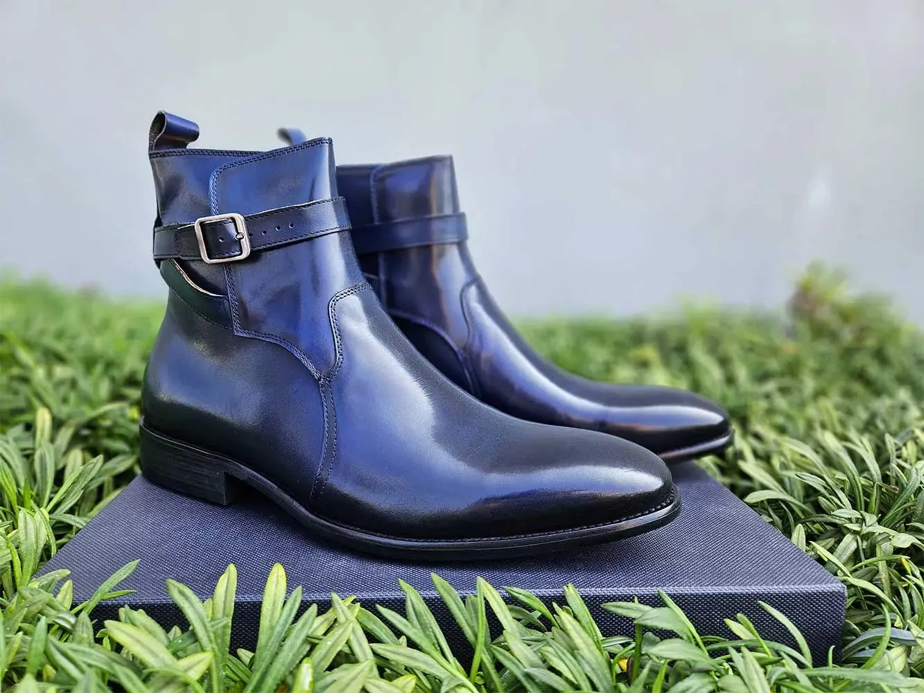 Buckle Leather Strap Boots comfy move
