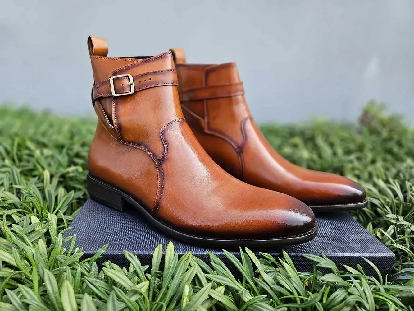 Buckle Leather Strap Boots comfy move