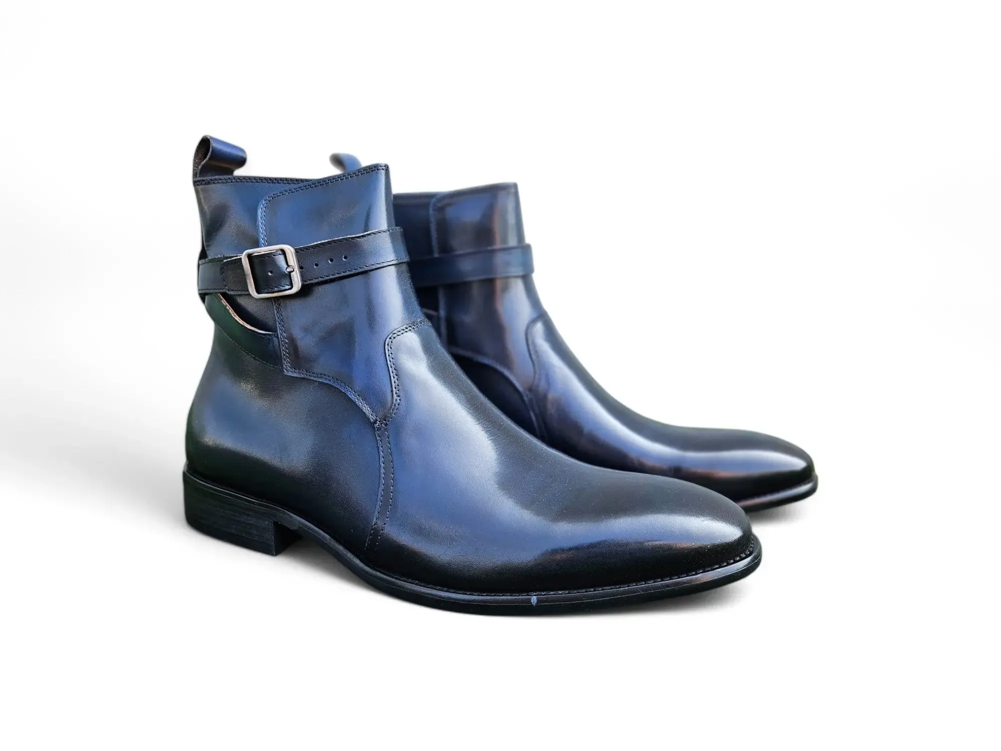 Buckle Leather Strap Boots comfy move
