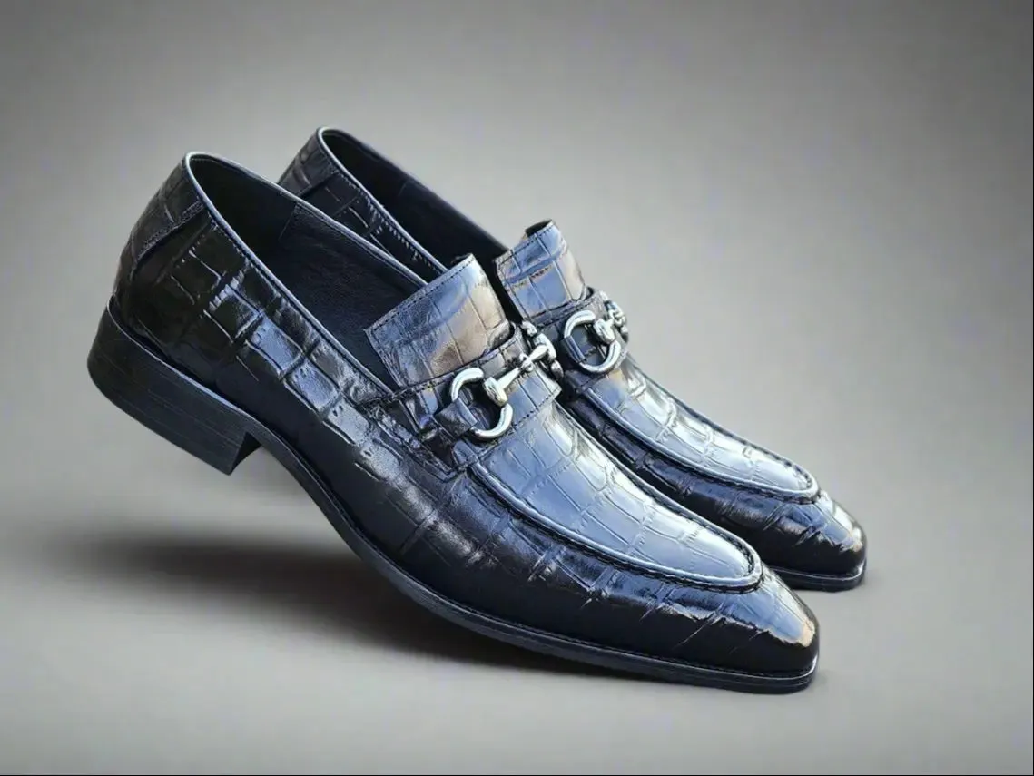 Buckle Loafer w Gator Embossed Leather smart casual