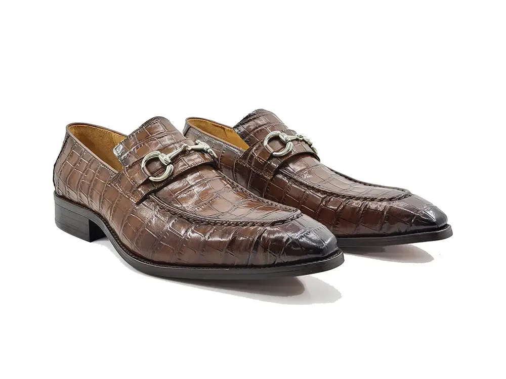 Buckle Loafer w Gator Embossed Leather smart casual