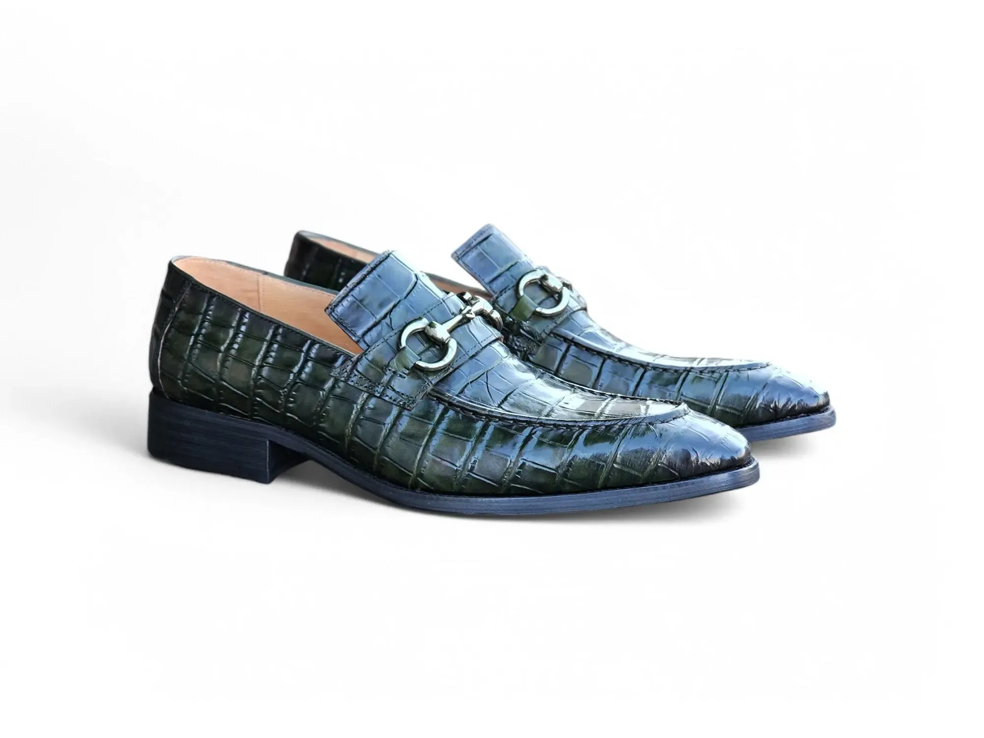 Buckle Loafer w Gator Embossed Leather smart casual