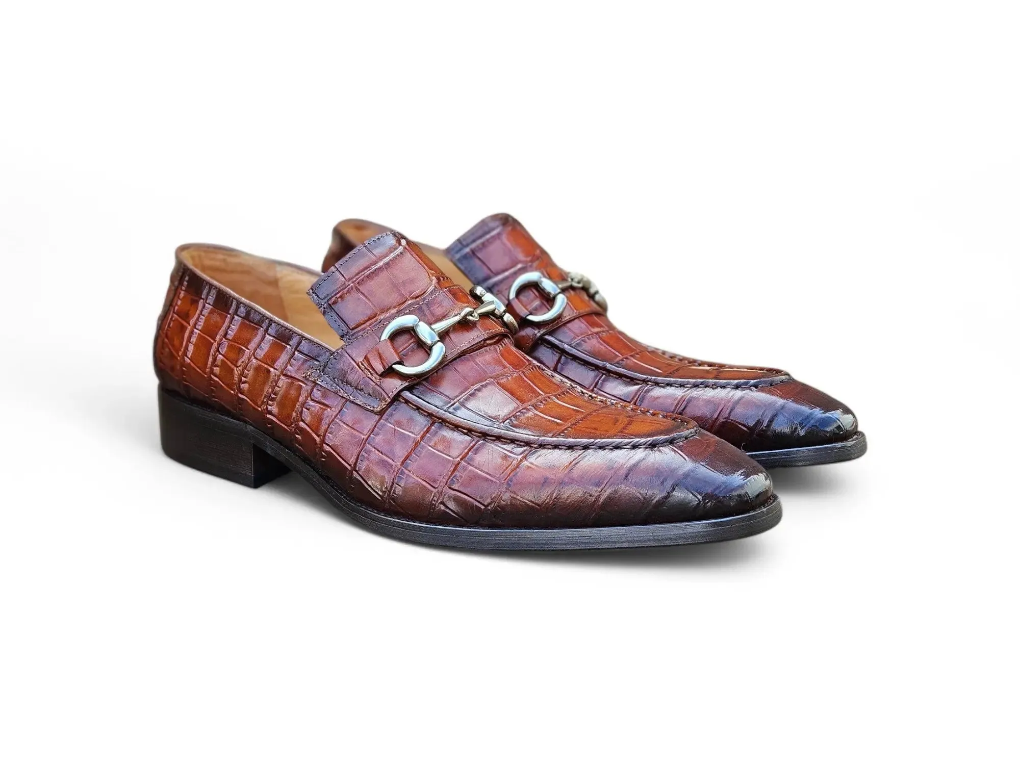 Buckle Loafer w Gator Embossed Leather smart casual