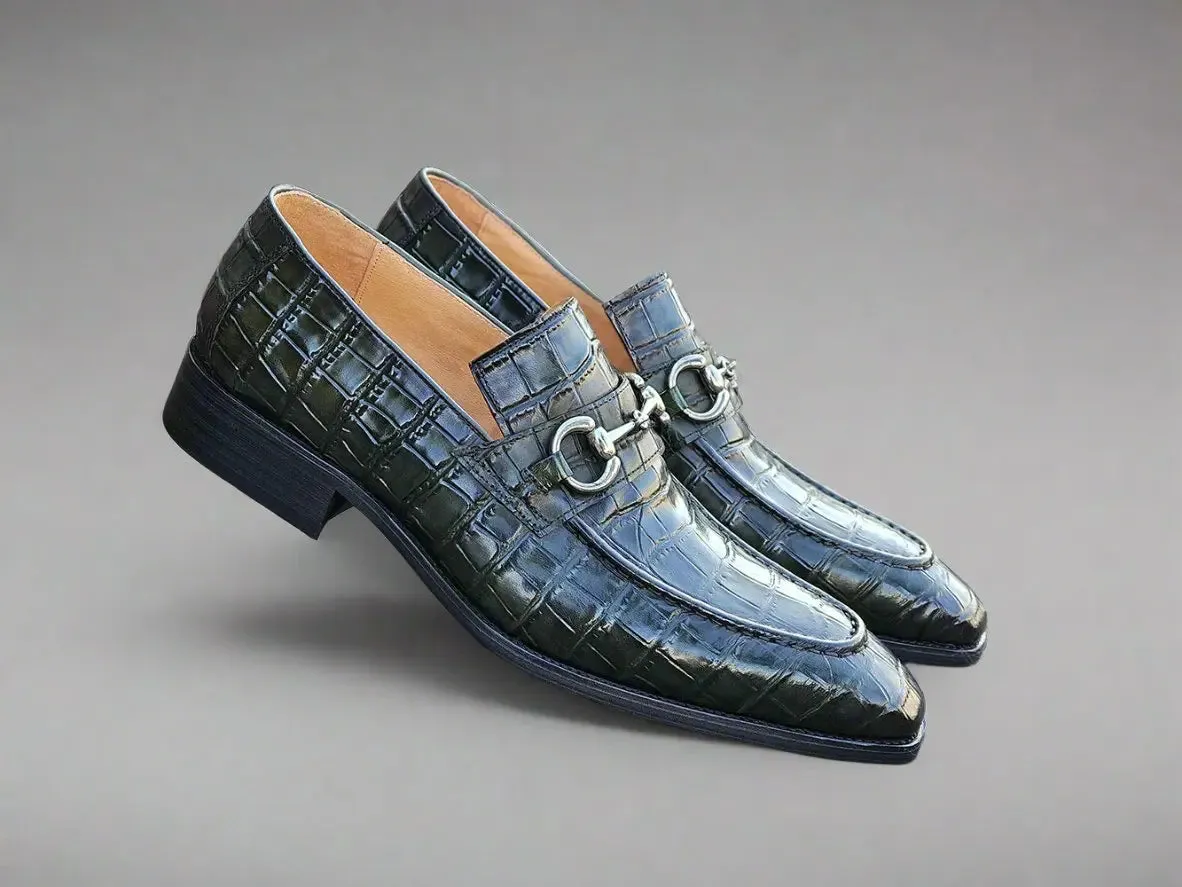 Buckle Loafer w Gator Embossed Leather smart casual