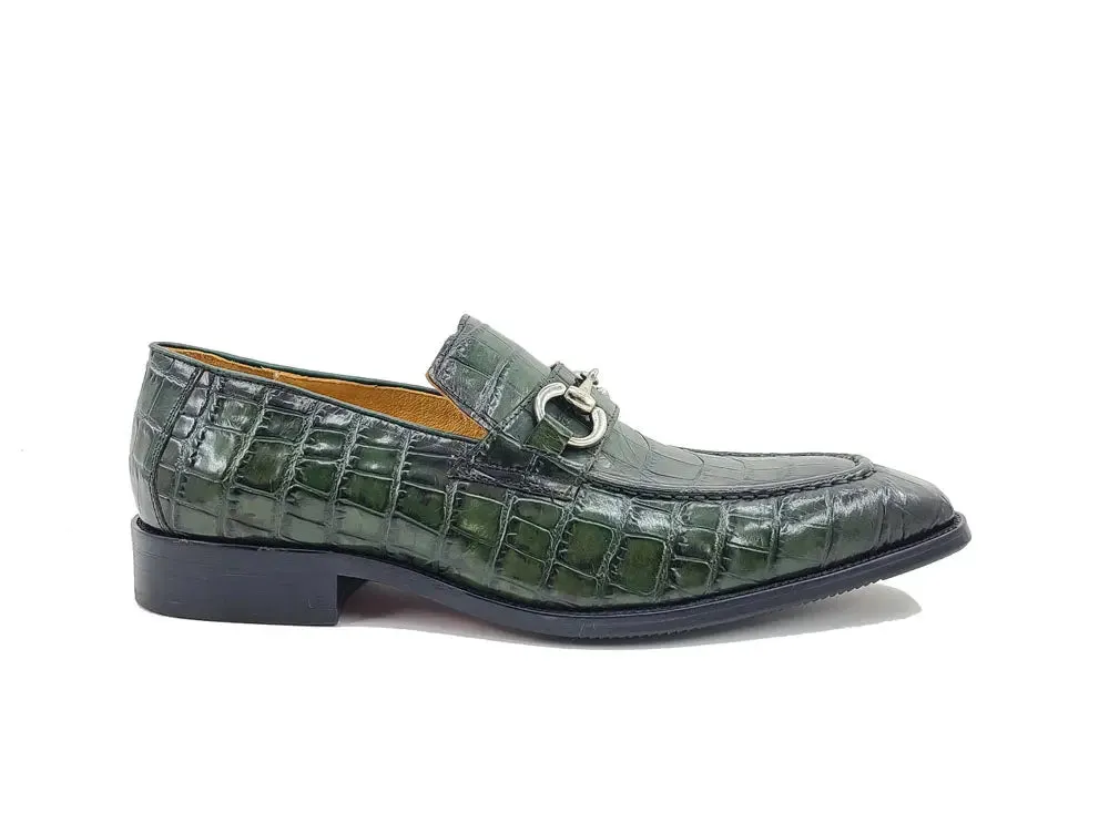 Buckle Loafer w Gator Embossed Leather smart casual