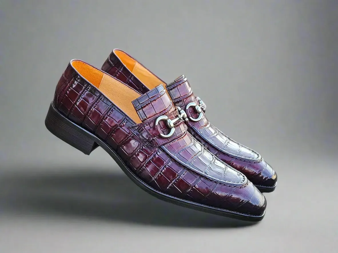 Buckle Loafer w Gator Embossed Leather smart casual