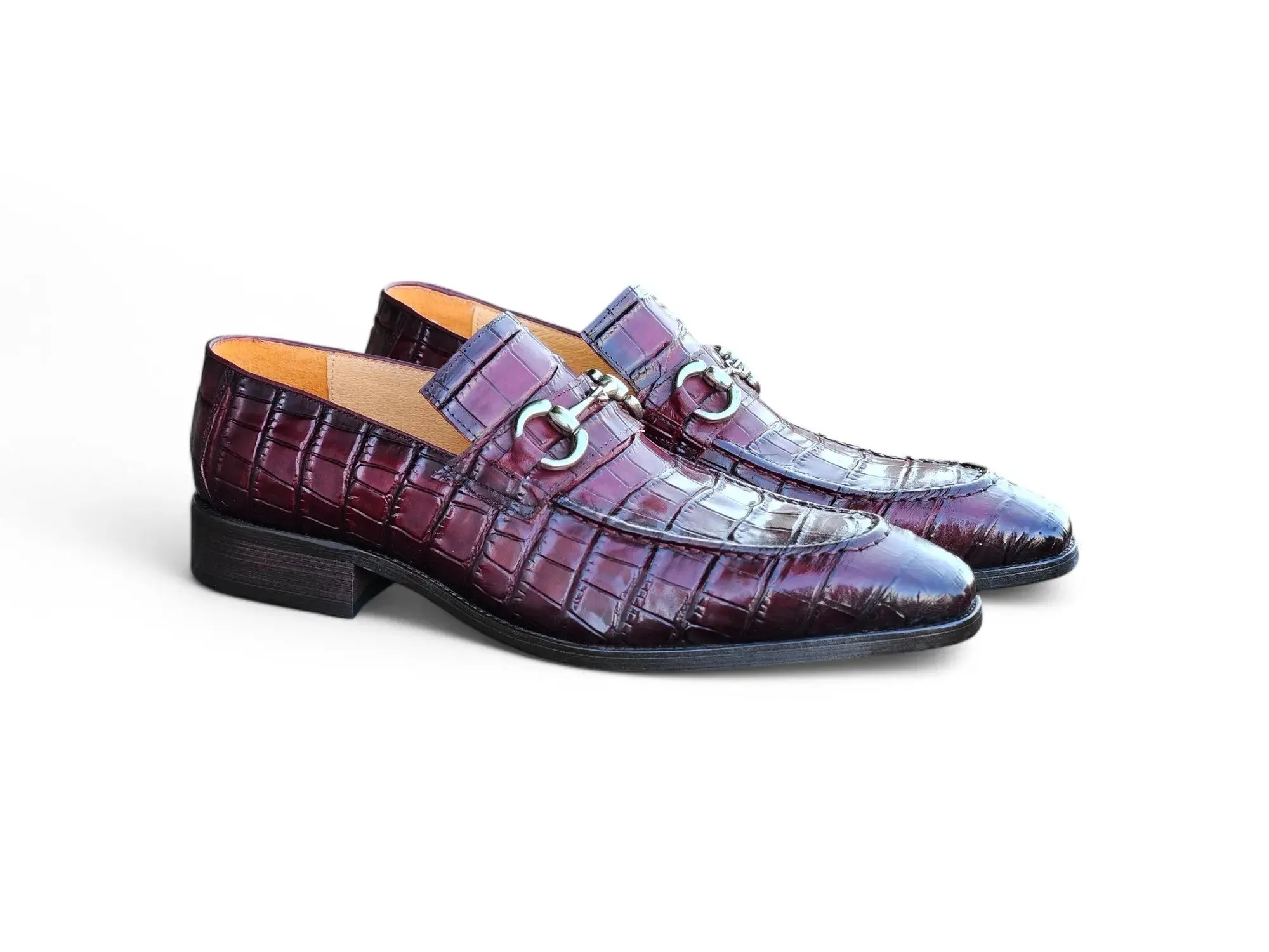 Buckle Loafer w Gator Embossed Leather smart casual