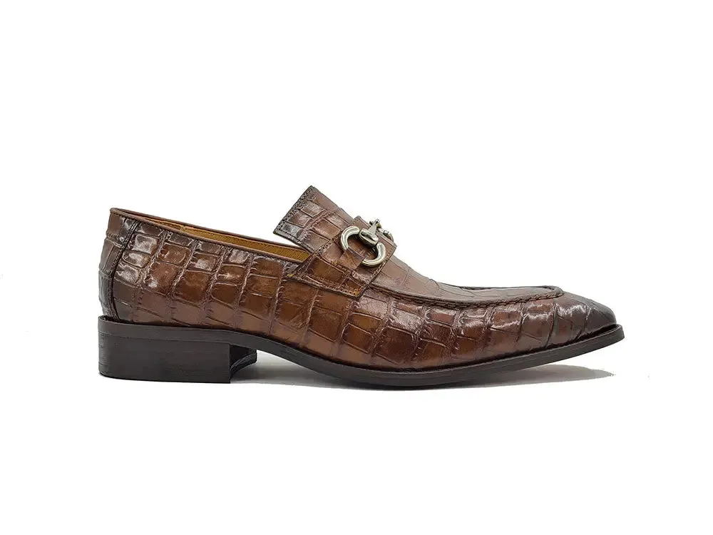 Buckle Loafer w Gator Embossed Leather smart casual