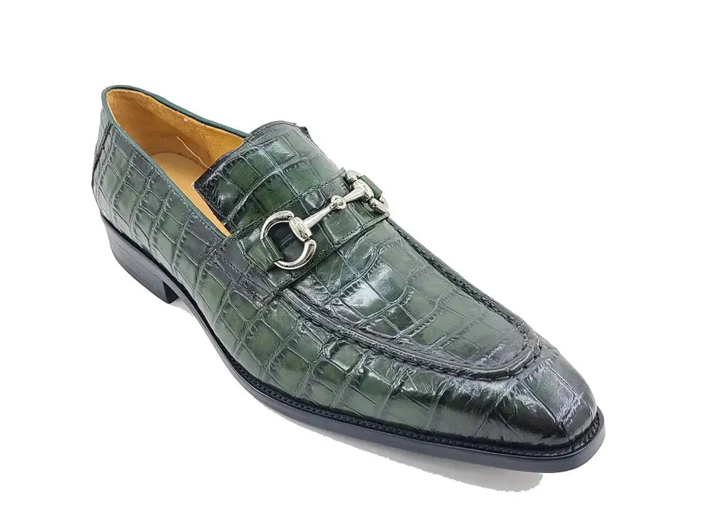 Buckle Loafer w Gator Embossed Leather smart casual