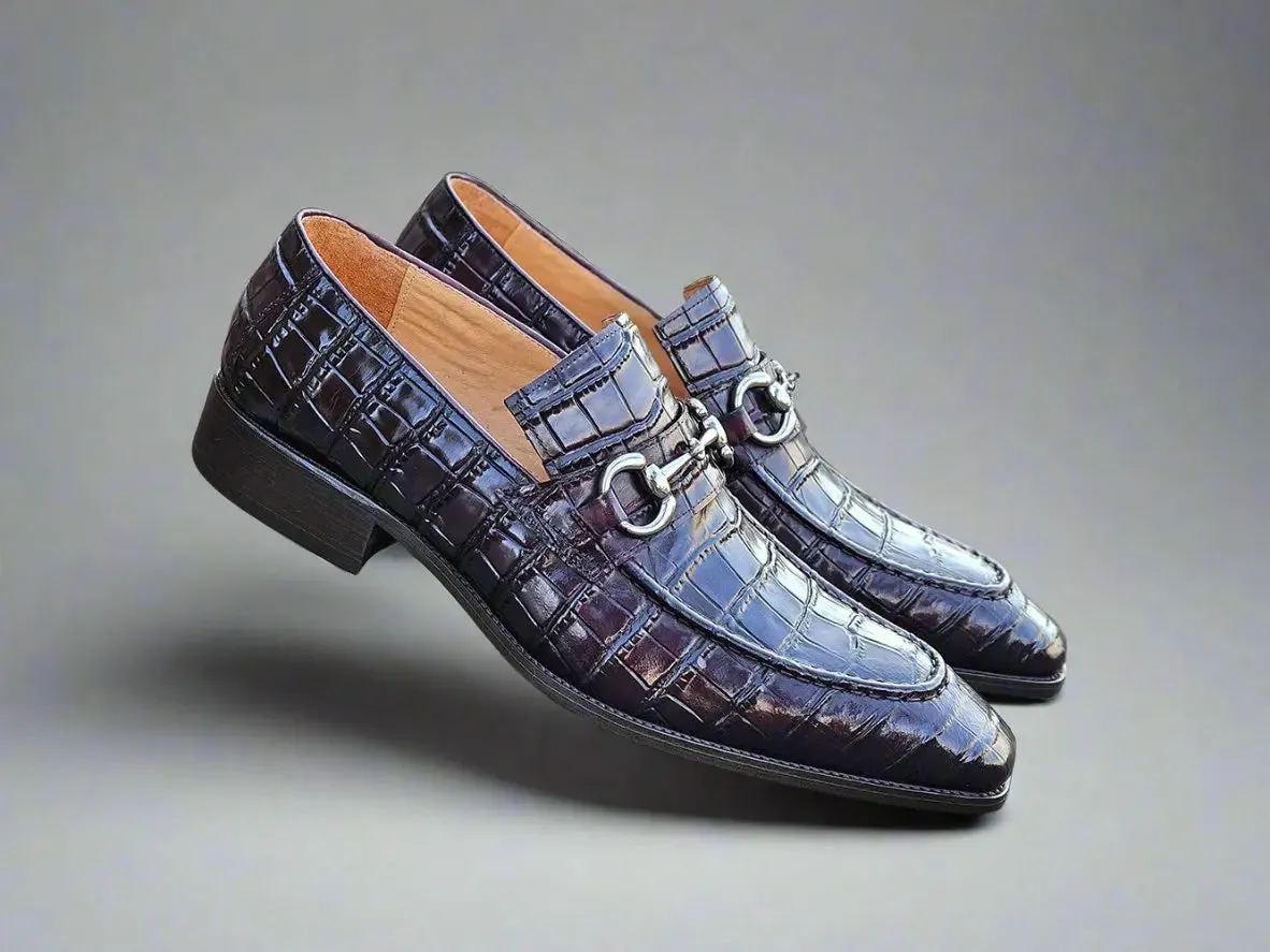 Buckle Loafer w Gator Embossed Leather smart casual