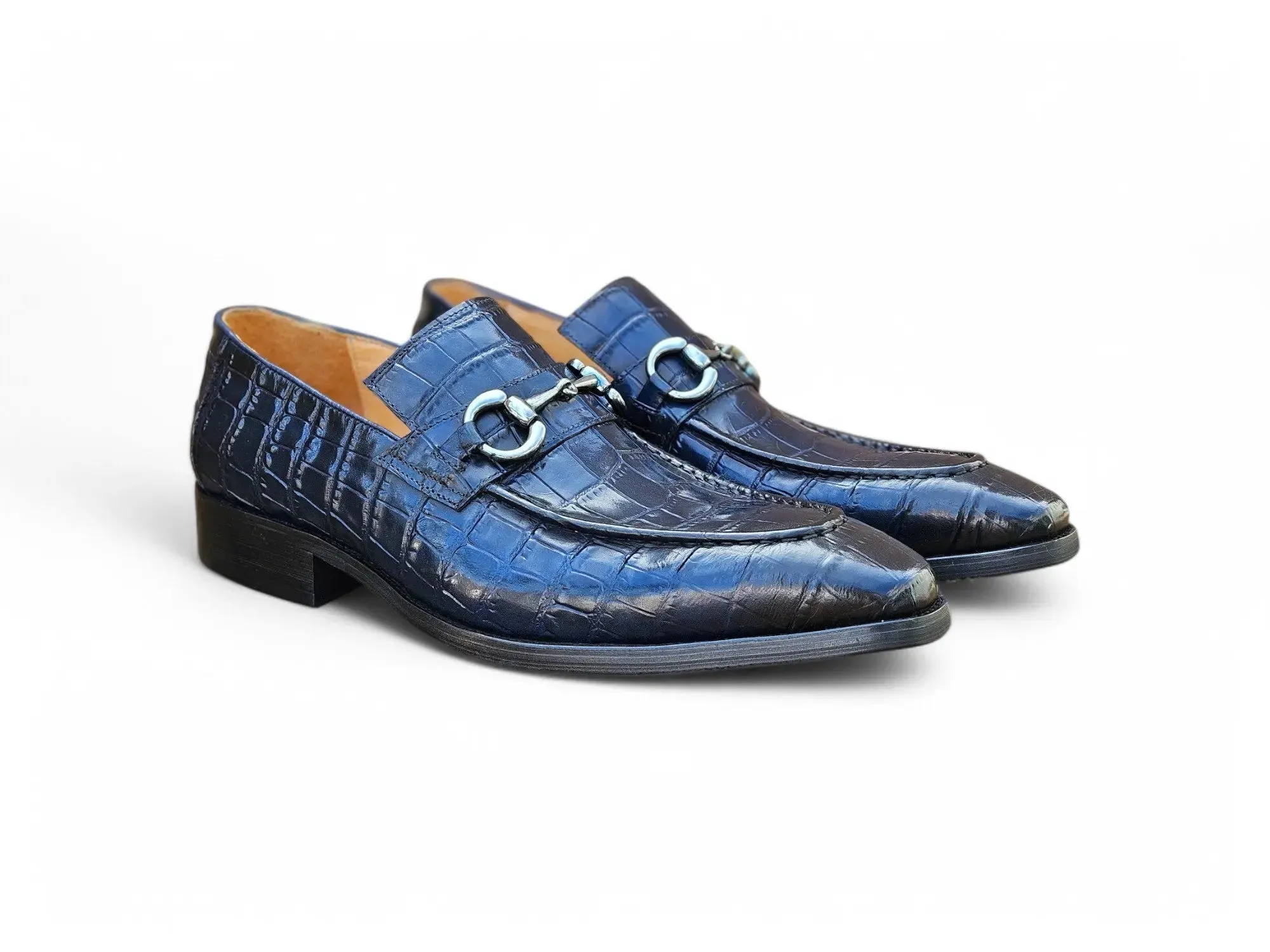 Buckle Loafer w Gator Embossed Leather smart casual