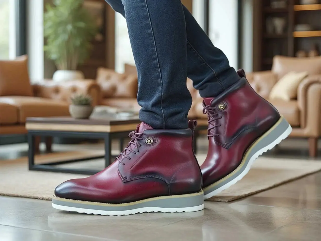 Burnished Calfskin Lace-Up Boot urban gear