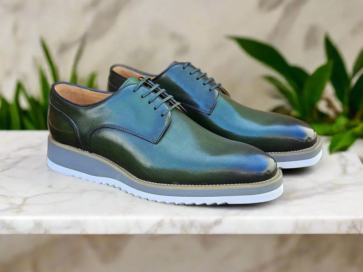 Burnished Lace-up Leather Derby elite taste