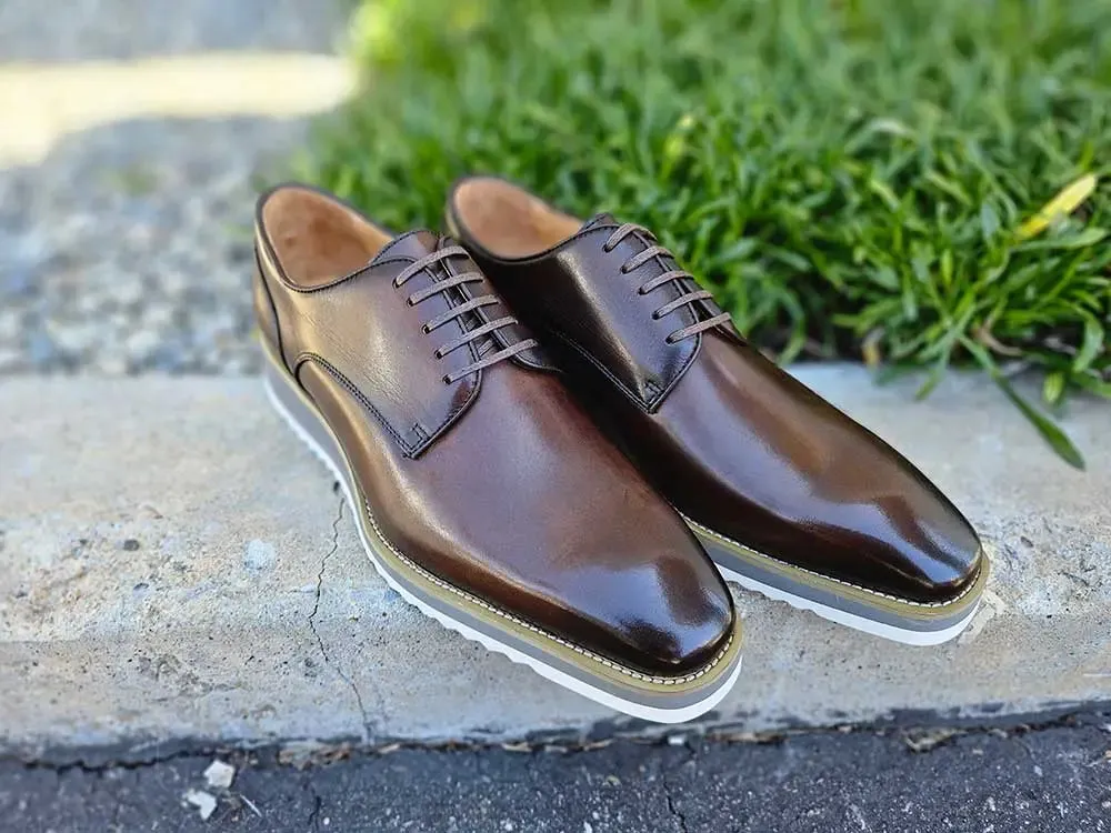 Burnished Lace-up Leather Derby elite taste