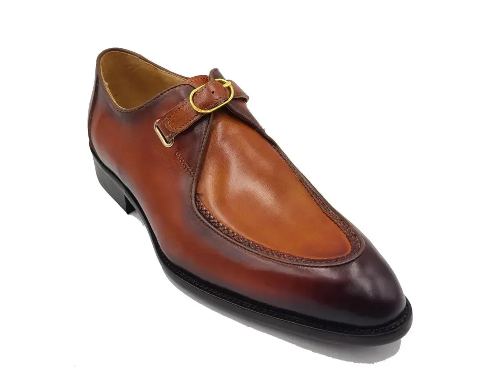 Burnished Moc Toe Single Monk Loafer soft chic