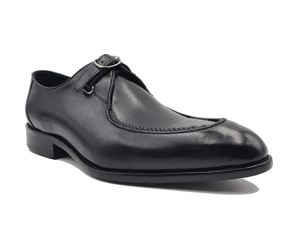 Burnished Moc Toe Single Monk Loafer soft chic