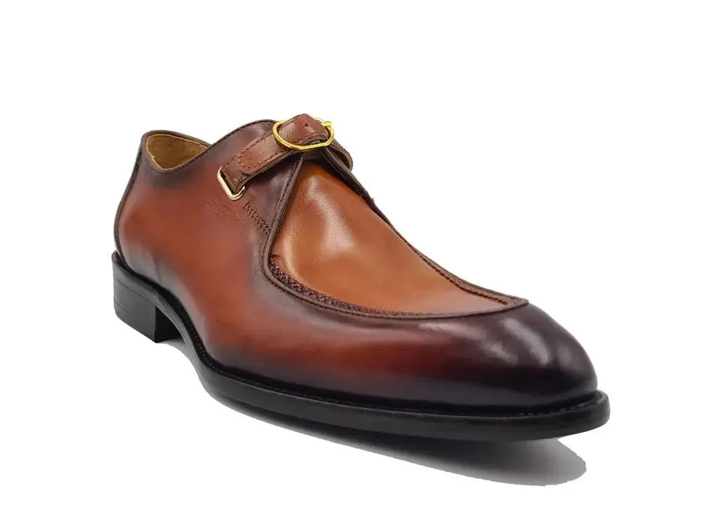 Burnished Moc Toe Single Monk Loafer soft chic