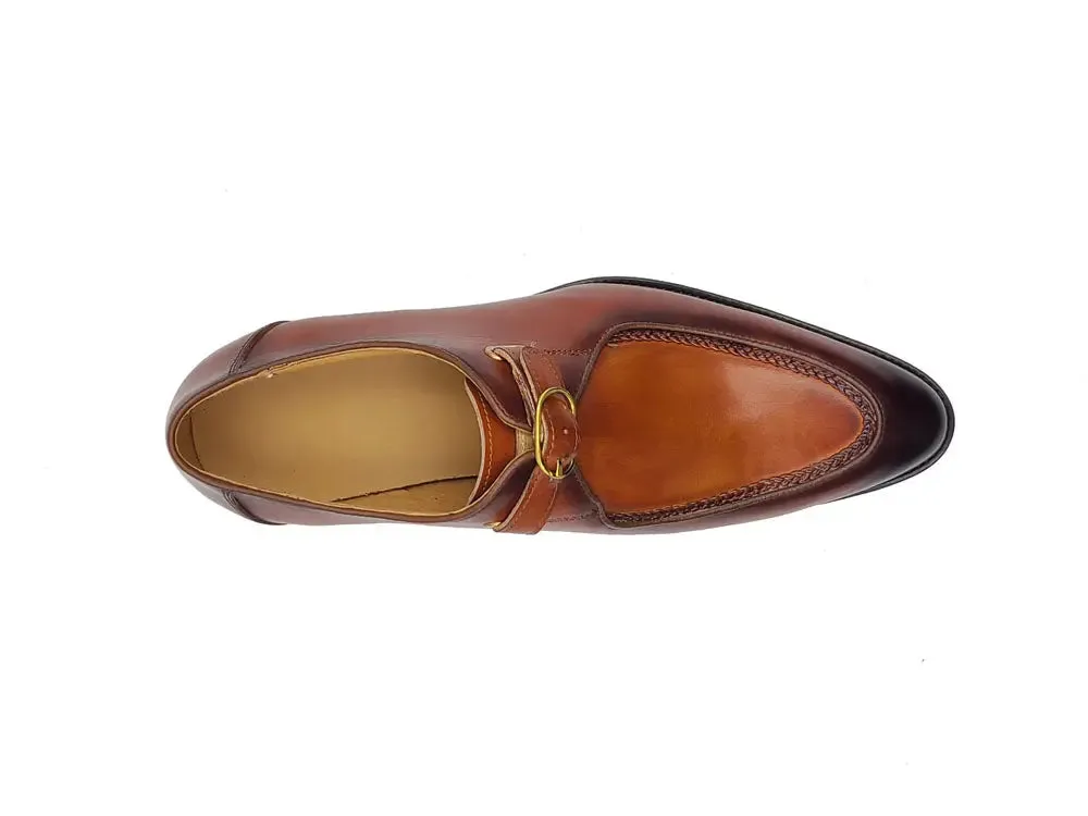 Burnished Moc Toe Single Monk Loafer soft chic