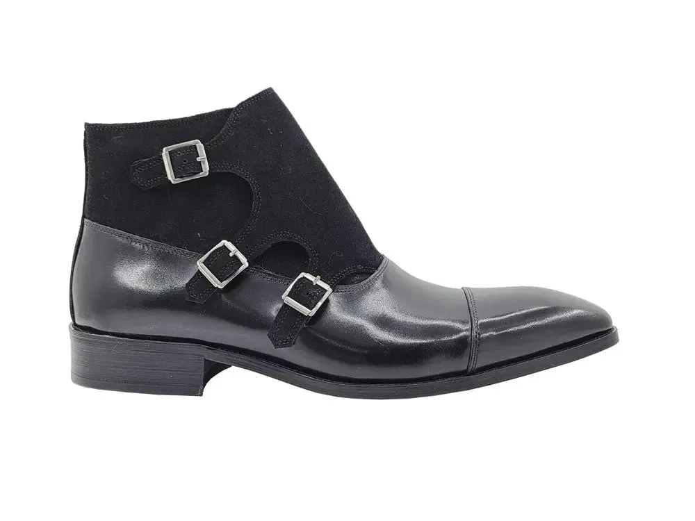 Calf & Suede Three Buckles Monk Chukka Boot grip vibe