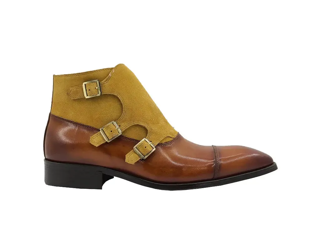 Calf & Suede Three Buckles Monk Chukka Boot grip vibe