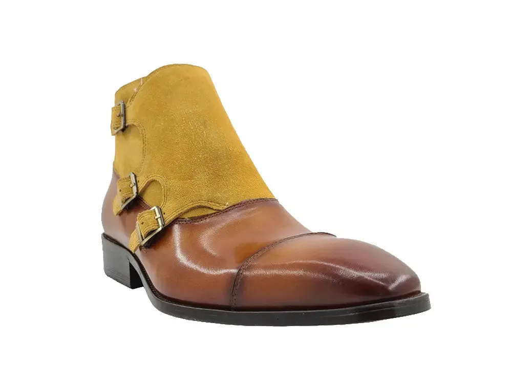 Calf & Suede Three Buckles Monk Chukka Boot grip vibe