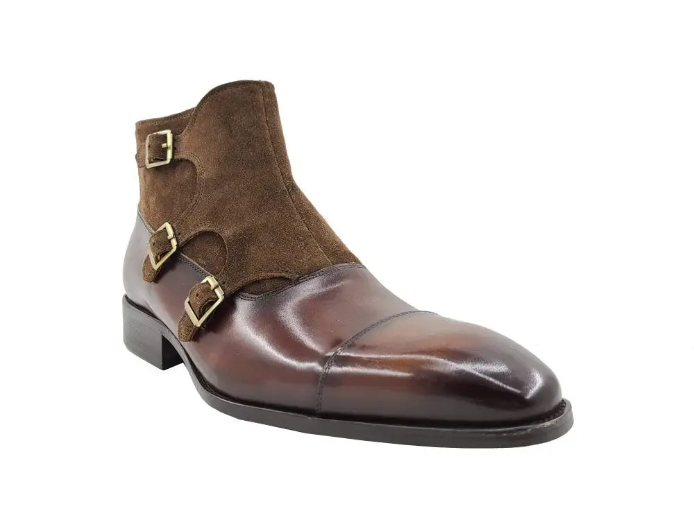Calf & Suede Three Buckles Monk Chukka Boot grip vibe