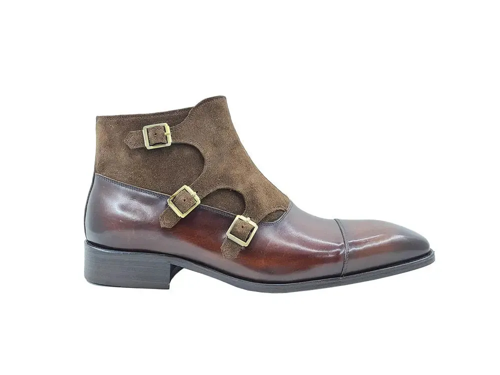 Calf & Suede Three Buckles Monk Chukka Boot grip vibe
