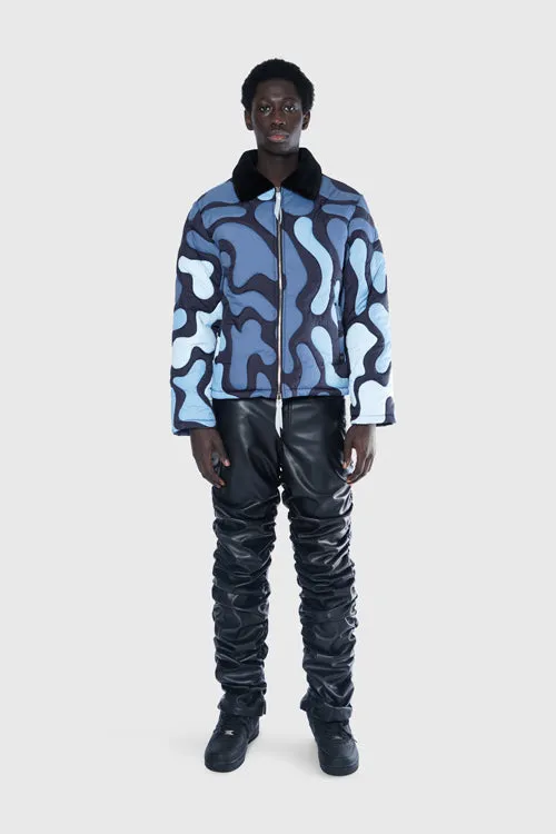 Camouflage Shearling Puffer Jacket layered look