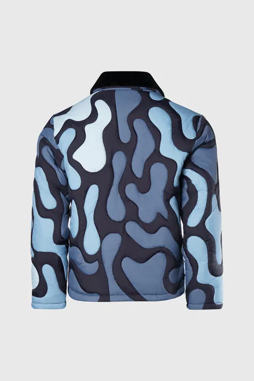 Camouflage Shearling Puffer Jacket layered look